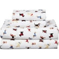 thumbnail image 1 of Brielle Home Flannel Sheet Set 100% Cotton with Elastic Deep Pockets, Full, Dogs White, 1 of 3
