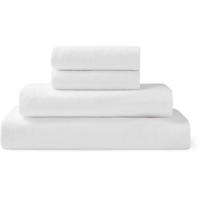 Brielle Home 100 Cotton Flannel Sheet Set, Queen Size, Bright White