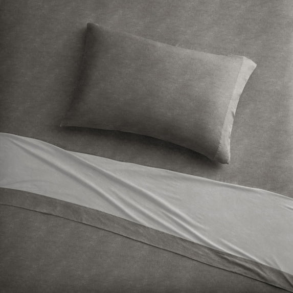 Brielle Home Jersey Knit Cotton Bed Sheet Set Heather Grey Jersey Knit, Cotton Textured