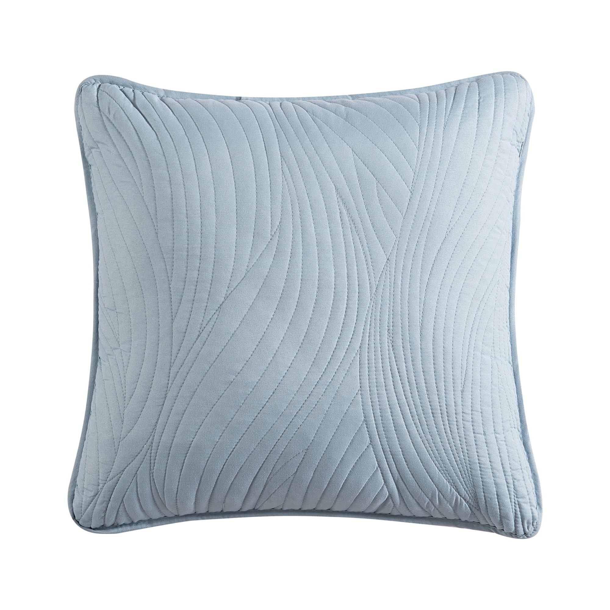 Seafoam Embroidered Square Polyester Throw Pillow