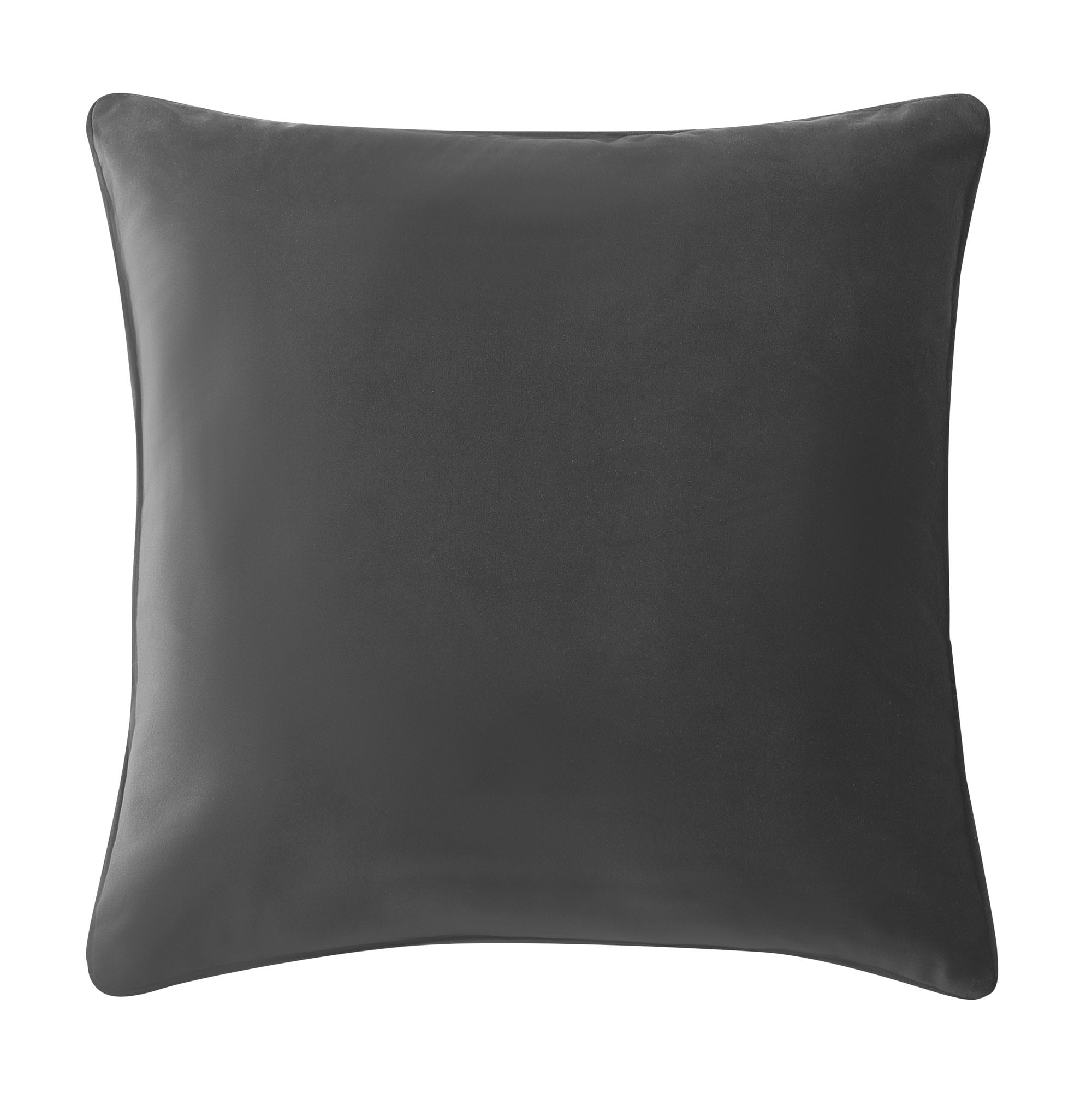 Charcoal Velvet Square Throw Pillow with Piped Edges
