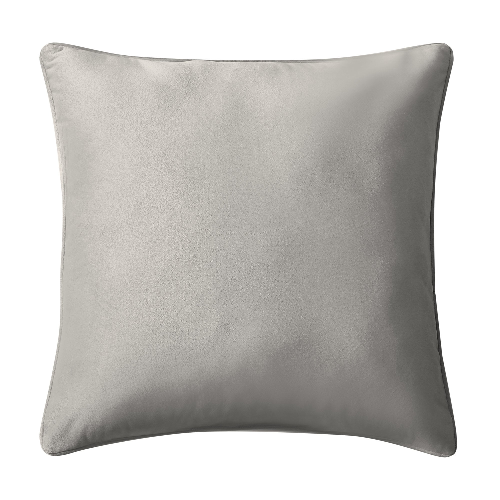 Silver Velvet Square Throw Pillow with Piped Edges