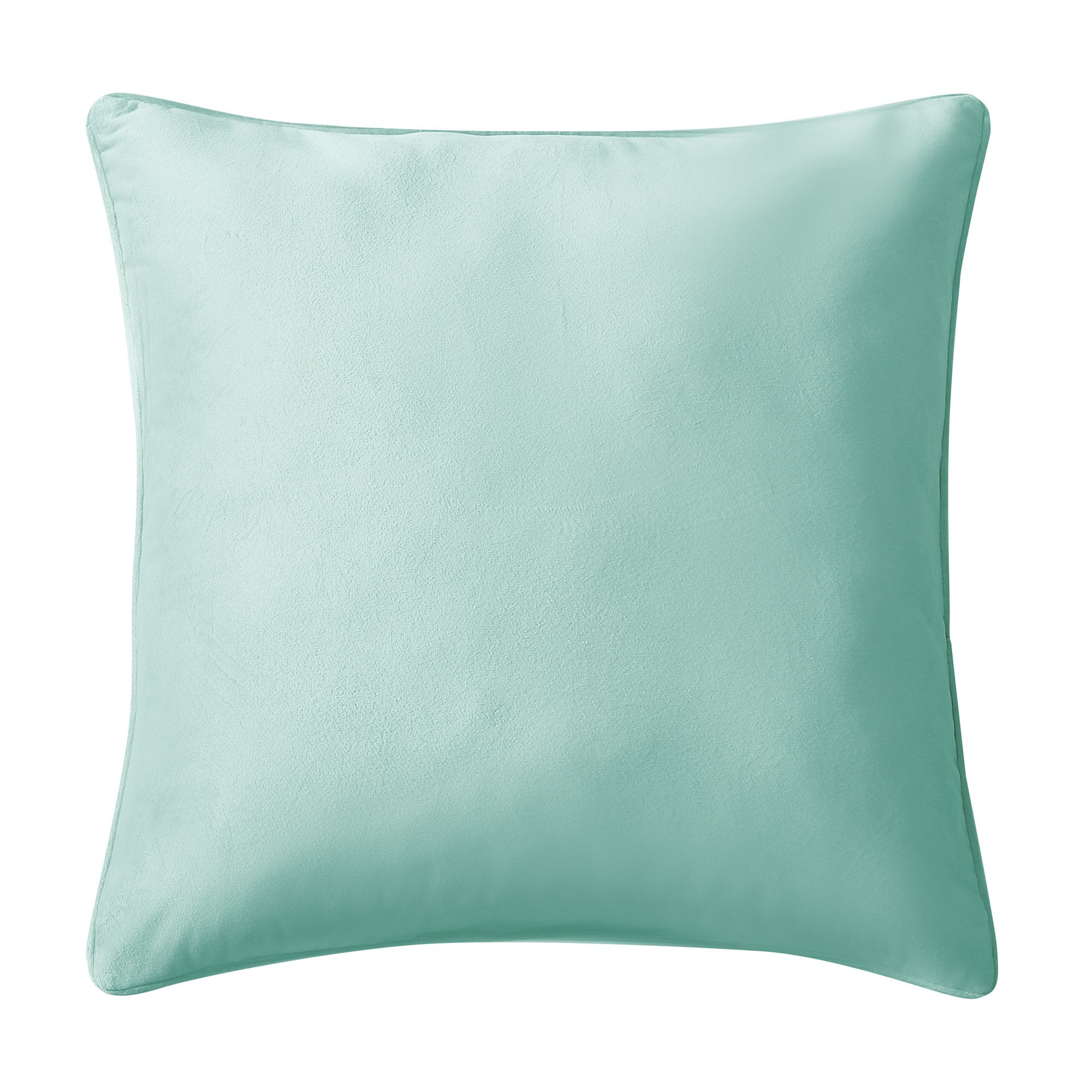 Aqua Velvet Square Throw Pillow with Piped Edges