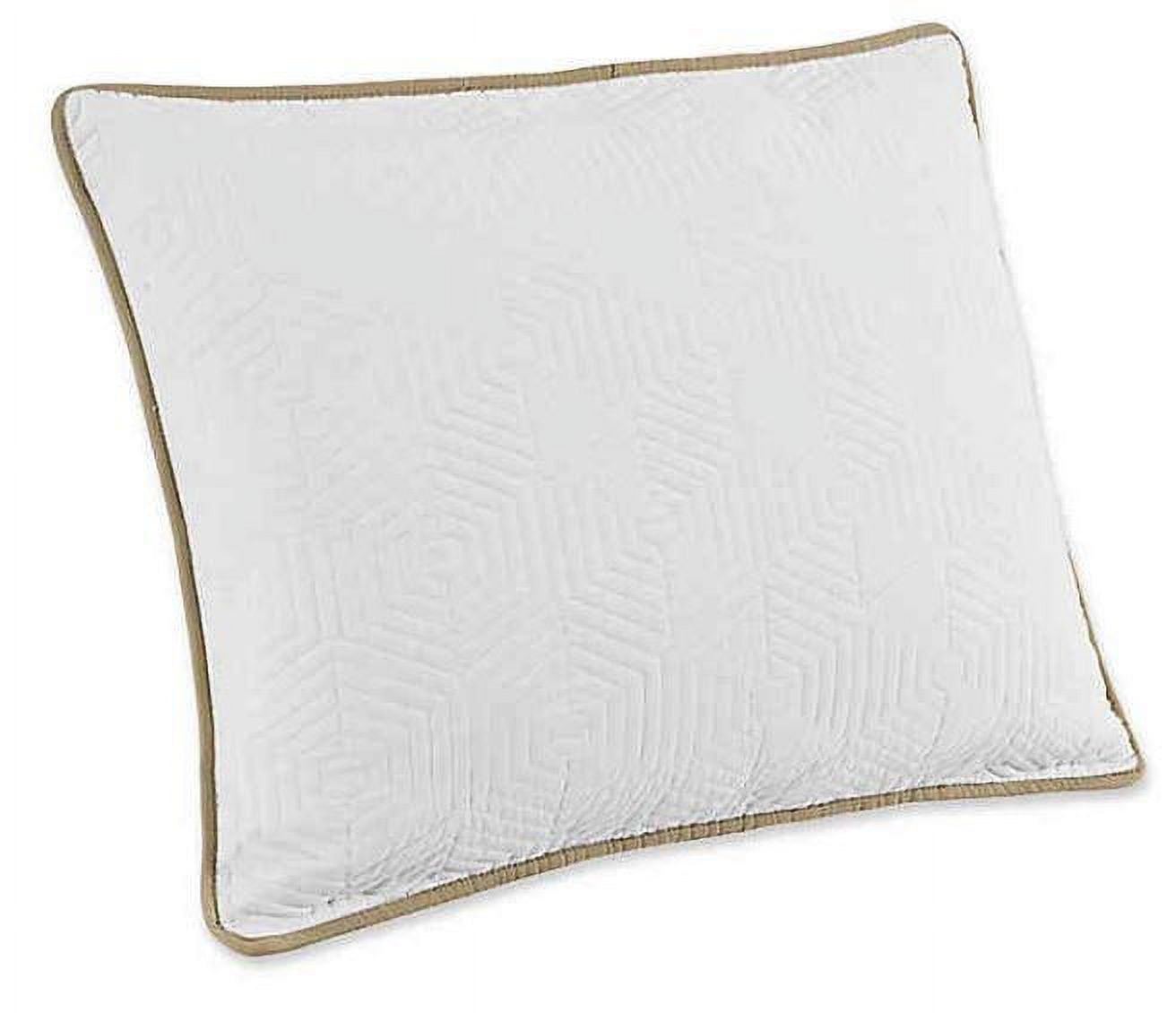 Standard White and Linen Cotton Embroidered Pillow Sham