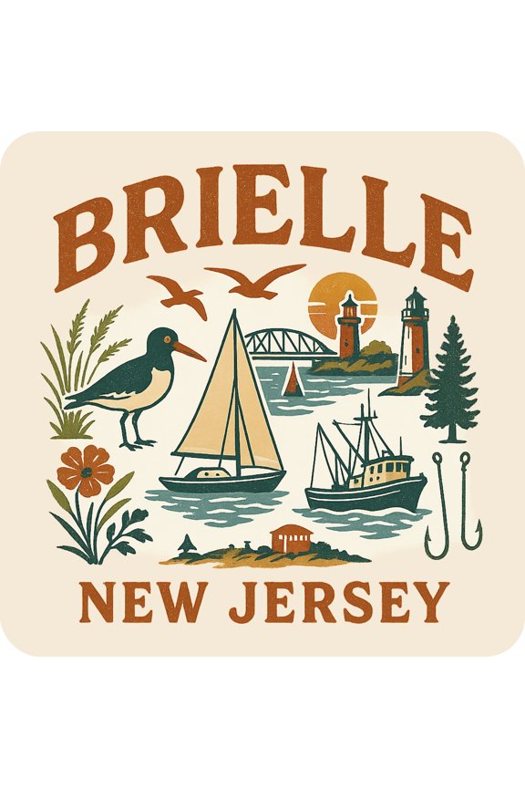 Brielle New Jersey Keepsakes Souvenir Vinyl Sticker – Destination Travel Keepsake Collectible (3-Inches Wide)