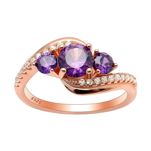Brielle Birthstone Ring for Women Rose Gold Plated Sterling Silver CZ Ginger Lyne