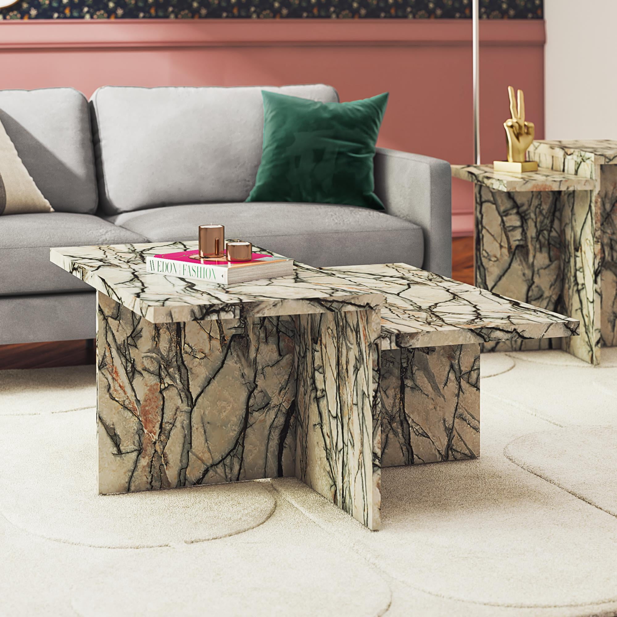 Brielle Faux Onyx Marble Two-Tiered Coffee Table