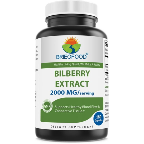 Brieofood Bilberry Extract 2000 mg per Serving 180 Capsules