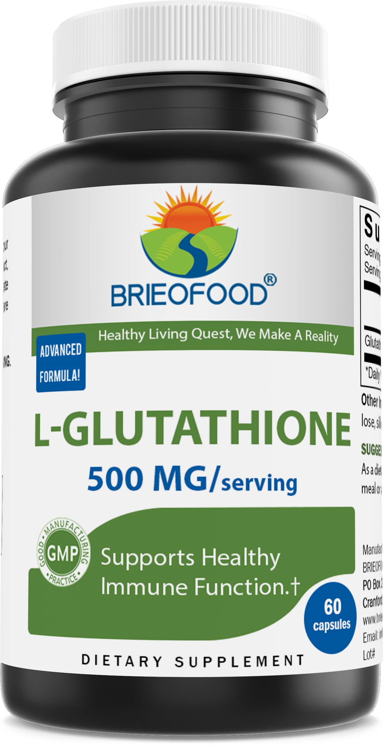 quest glutathione Brieofood Glutathione Reduced 500mg per Serving - 60 Palestine