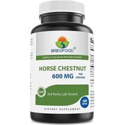 Brieofood Horse Chestnut Extract 600 mg per Serving - 180 Tablets - 3rd Party Lab Tested for Purity & Quality - Supports Healthy Circulation & Fluid Balance in The Legs*