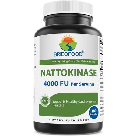 Brieofood Nattokinase 4,000 FU (Fibrinolytic Unit) per Serving - 180 Capsules - Circulatory Health Support