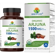 Brieofood Organic Arjuna 1500mg, 45 Servings, Vegetarian, Gluten Free, 90 Vegetarian Tablets