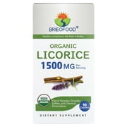 Brieofood Organic Licorice 1500mg, 45 Servings, Vegetarian, Gluten Free, 90 Vegetarian Tablets