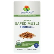 Brieofood Organic Safed Musli 1500mg, 45 Servings, Vegetarian, Gluten Free, 90 Vegetarian Tablets