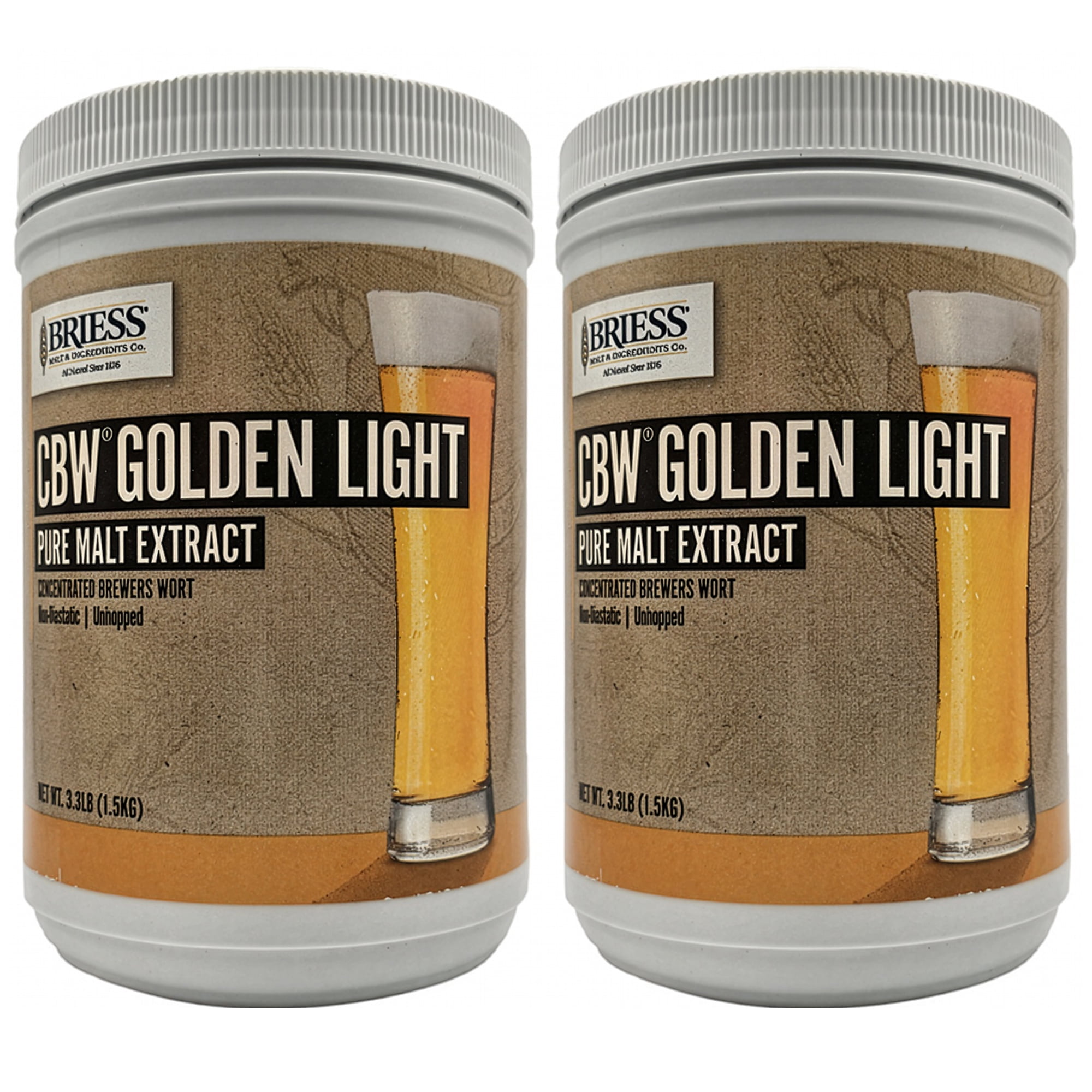 Briess Golden Light Malt Extract, 3.3lb , (Pack of 2)