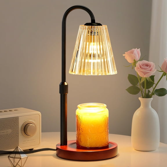 Briever Electric Candle Warmer Lamp with Timer Dimmer, Adjustable Height Wax Melter Warmer for Jar Candles, House Warming Gifts for New Home Decor, Birthday Gifts for Women, Walnut Wooden Base C113