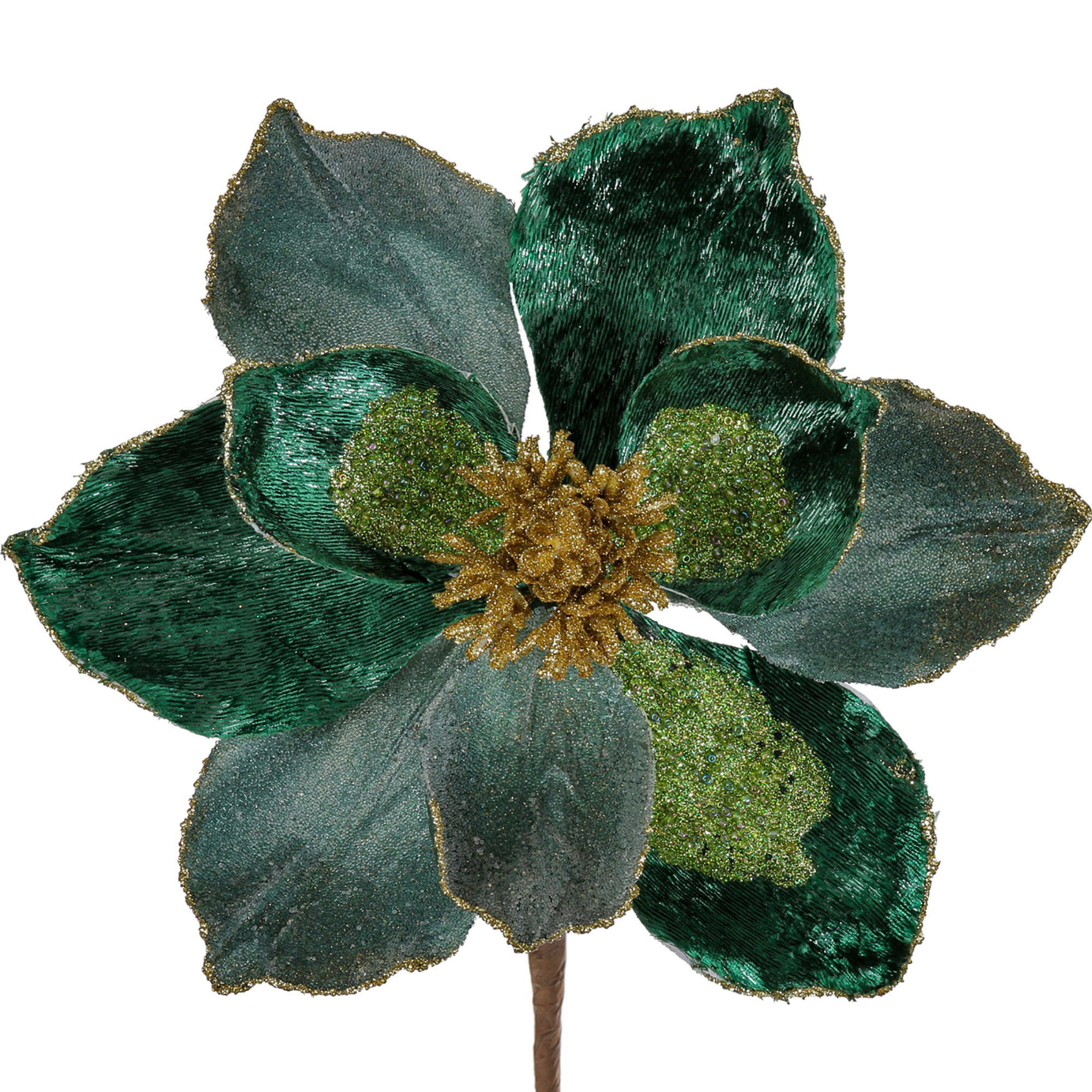 Briful 10" Large Heads Christmas Glitter Magnolia Flowers Christmas