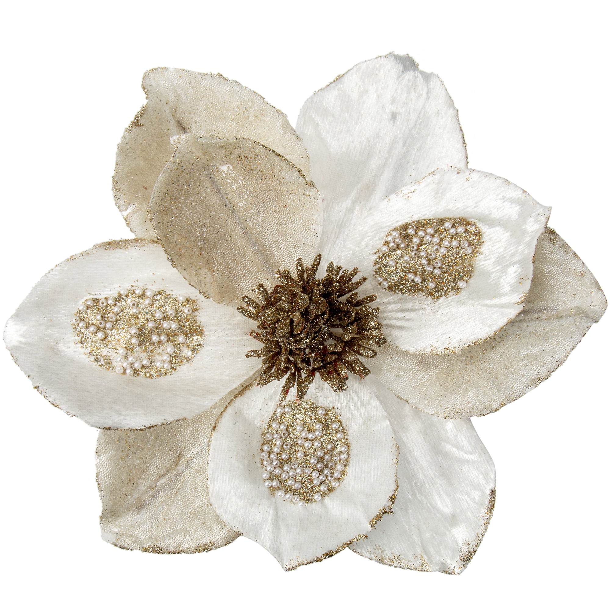 Briful 10’’ Large Heads Christmas Glitter Magnolia Flowers Christmas ...