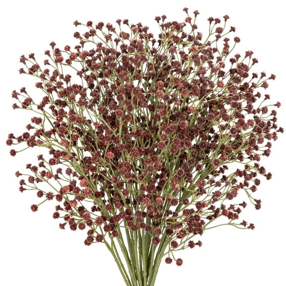 Briful 10 Pcs Artificial Flowers Baby's Breath 9.8" Faux Flowers Arrangement Baby Breath Wedding Bouquet Decorations Home Decor Brown