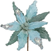 Briful 12'' Large Heads Christmas Glitter Poinsettia Flowers Christmas Tree Ornaments Set of 4 Artificial Flowers with Long Stems for Xmas Tree Party DIY Holiday Decorations, Red