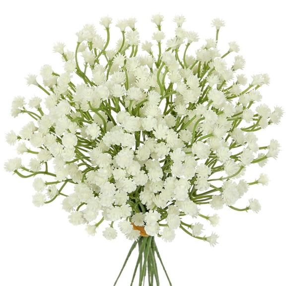 Briful 12 Pcs 9.8"Artificial Baby's Breath Flower Faux Gypsophila Flowes Arrangement Fake Flowers Home Decor Cream White