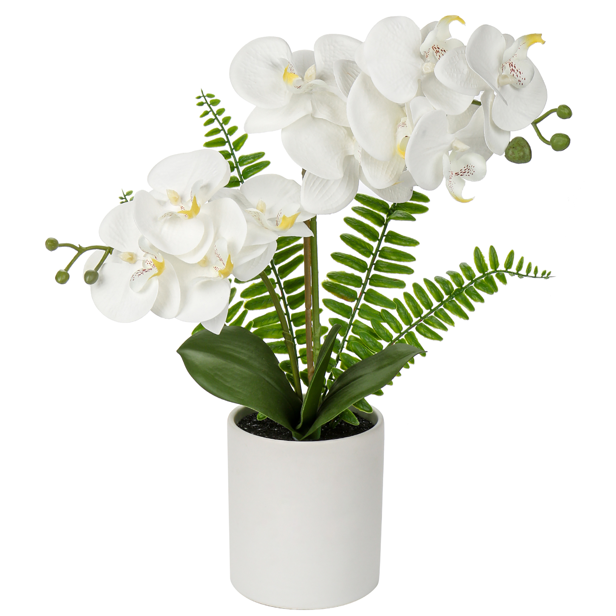 Briful 16" Small Potting Orchids Artificial Flowers White Phalaenopsis