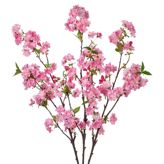 Briful 3 Pcs 39" Cherry Blossom Branches Long Stem Faux Cherry Flowers Peach Blossom Silk Flower Fake Spring Pink Flower Home Wedding Table Decor