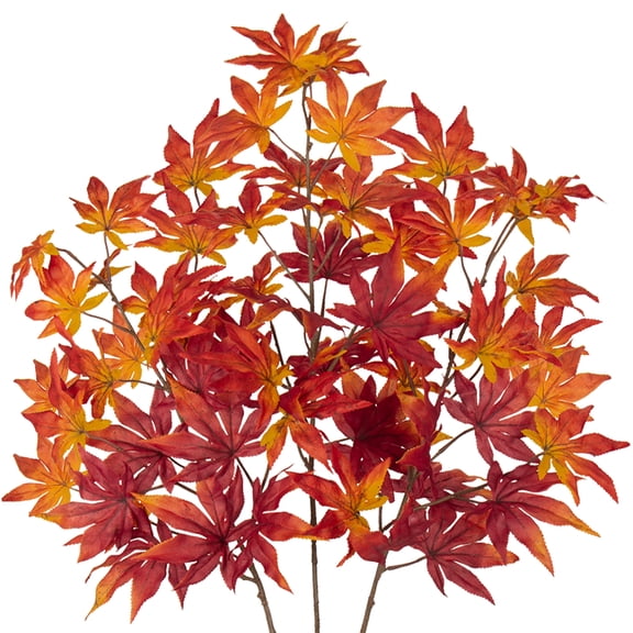 Briful 30 inch Artificial Maple Leaves 3PCS Fake Maple Leaf Faux Fall Stem for Vase Fall Branches for Home Floral Arrangement Autumn Festival Thanksgiving Fall Decor
