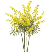 Briful 4pcs Artificial Yellow Flowers Acacia 22.8" Mimosa Flowers Spring Flower Fake Easter Flowers Long Stems for Wedding Home Decor Yellow Mimosa Spray Flora Pick Arrangement