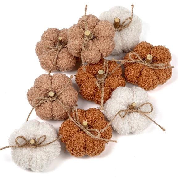 Briful 9 Pcs Artificial Mini Fabric Pumpkins Autumn Home Decor Fake Pumpkins Fall Pumpkin Decorations Table Centerpiece