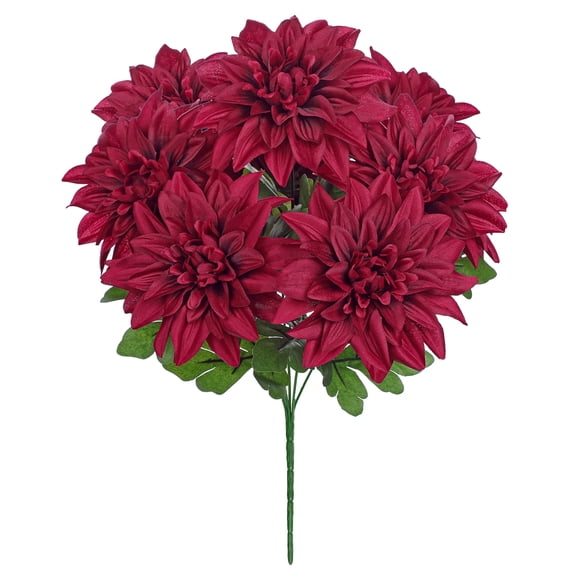 Briful Artificial Flowers with Stem Bushes 7 Heads Silk Fake Dahlias Flowers Bouquets Faux Flower Floral Arrangements for Table Centerpieces Home Decor Red