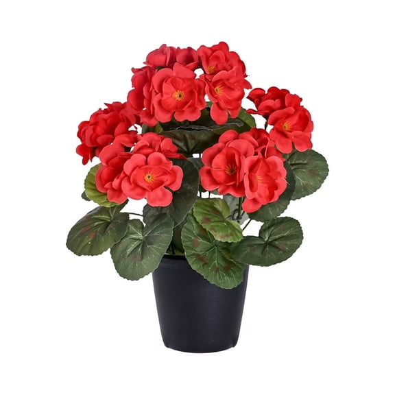 Briful Artificial Geranium Potted Plant,Realistic Silk Flowers with Vibrant Green Leaves, Geraniums Fake Flowers for Outdoors Home Decor, Wedding Farmhouse Office Tables Decor, 1 pc