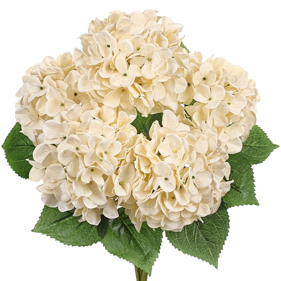 Briful Beige Hydrangea Artificial Flower 5 Large Flower Heads Silk Faux Hydrangea Wedding Flowers Kitchen Coffee Table Home Decor Centerpieces Engagement Decoration Decor