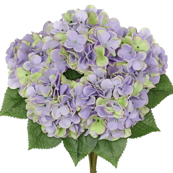 Briful Hydrangea Artificial Flower 5 Large Flower Heads Silk Faux Hydrangea Wedding Flowers Kitchen Coffee Table Home Decor Centerpieces Engagement Decoration Decor Green Purple