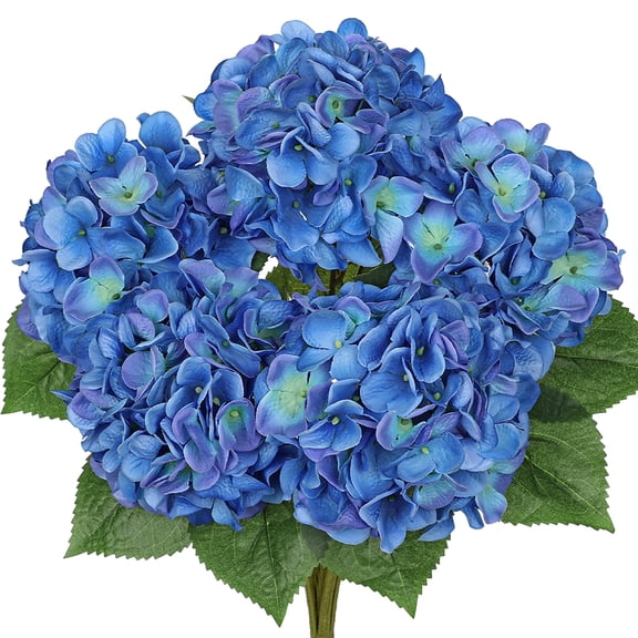 Briful Hydrangea Artificial Flower 5 Large Flower Heads Silk Faux Hydrangea Wedding Flowers Kitchen Coffee Table Home Decor Centerpieces Engagement Decoration Decor Dark Blue