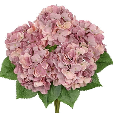 Briful Pink Purple Hydrangea Artificial Flower 5 Large Flower Heads Silk Faux Hydrangea Wedding Flowers Kitchen Coffee Table Home Decor Centerpieces Engagement Decoration Decor