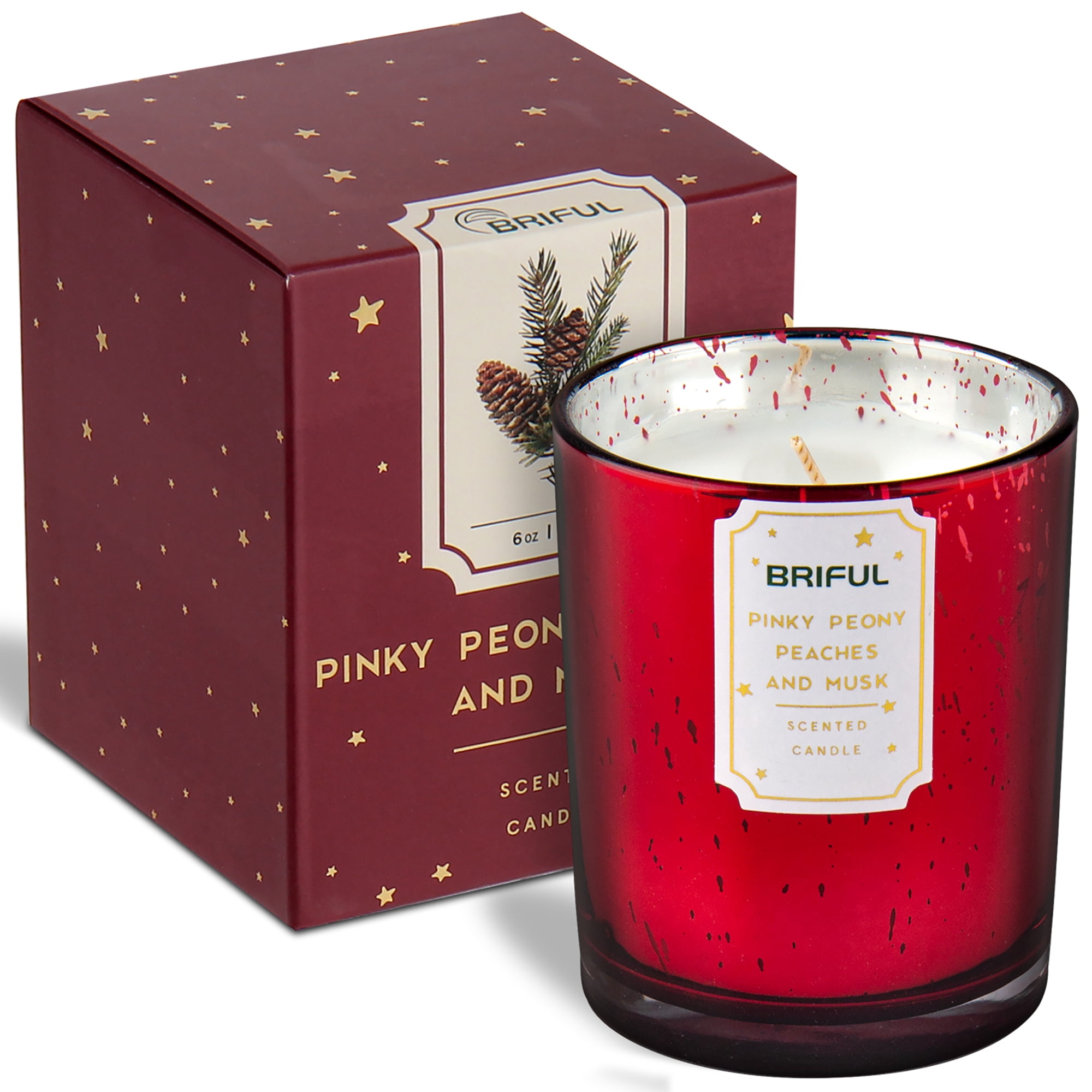 Briful Scented Candles Pine Candle Aromatherapy Soy Candle Jar for Help Relaxing Stress Relief Candles Christmas Gifts Red