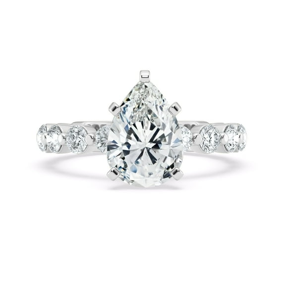 Brig Jewel 1.4 Ct Pear Cut Moissanite Engagement Ring - 14K White Gold Plated Ring - Elegant Proposal Ring for Women - Unique Solitaire Ring for Her - Gift for Anniversary or Birthday