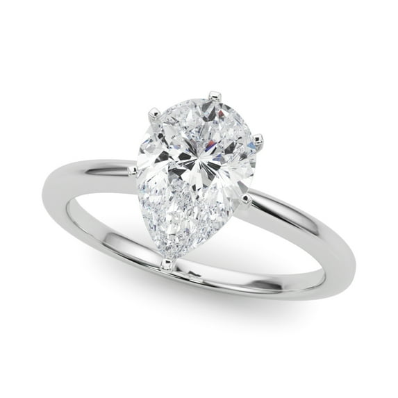 Brig Jewel 1.5 Ct Pear Cut Moissanite Ring for Women - Engagement Ring in 14K White Gold Plated Ring - Prong Setting - Perfect for Proposals, Weddings, and Birthdays - Gift for Her