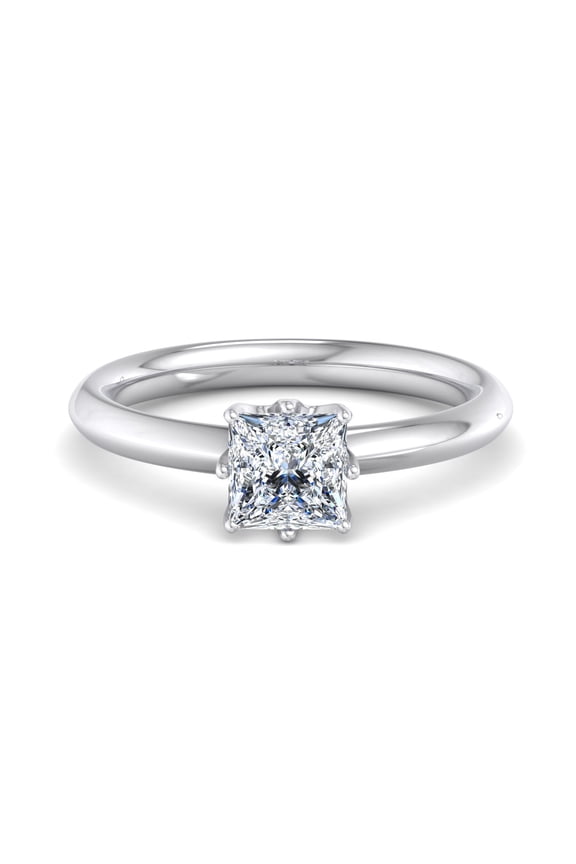 1.5 Ct Princess Cut Moissanite Ring for Women - 14K White Gold Plated Engagement Ring - Classic Elegance and Timeless Appeal - Gifts for Her - Gift for Mom Day