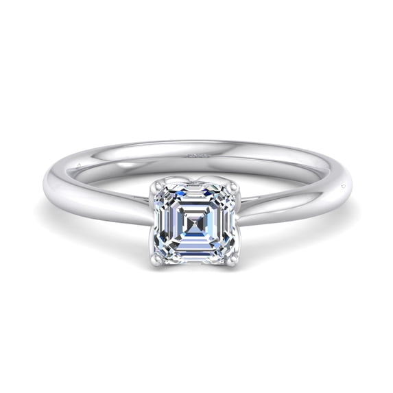 Brig Jewel 1.6 Ct Asscher Cut Moissanite Engagement Ring - 14K White Gold Plated Solitaire Ring - Women's Wedding Jewelry - Last Minute Wedding Gifts - 5 Year Anniversary Gifts for Her
