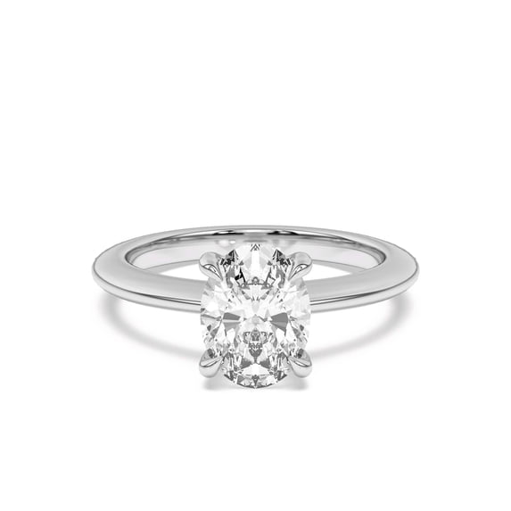 Brig Jewel 1.6 Ct Moissanite Engagement Ring - 14K White Gold Plated Ring - Oval Cut Ring for Women's - Gorgeous Wedding Proposal Ring - Anniversary Gifts - Two Tone Ring - As Per Image