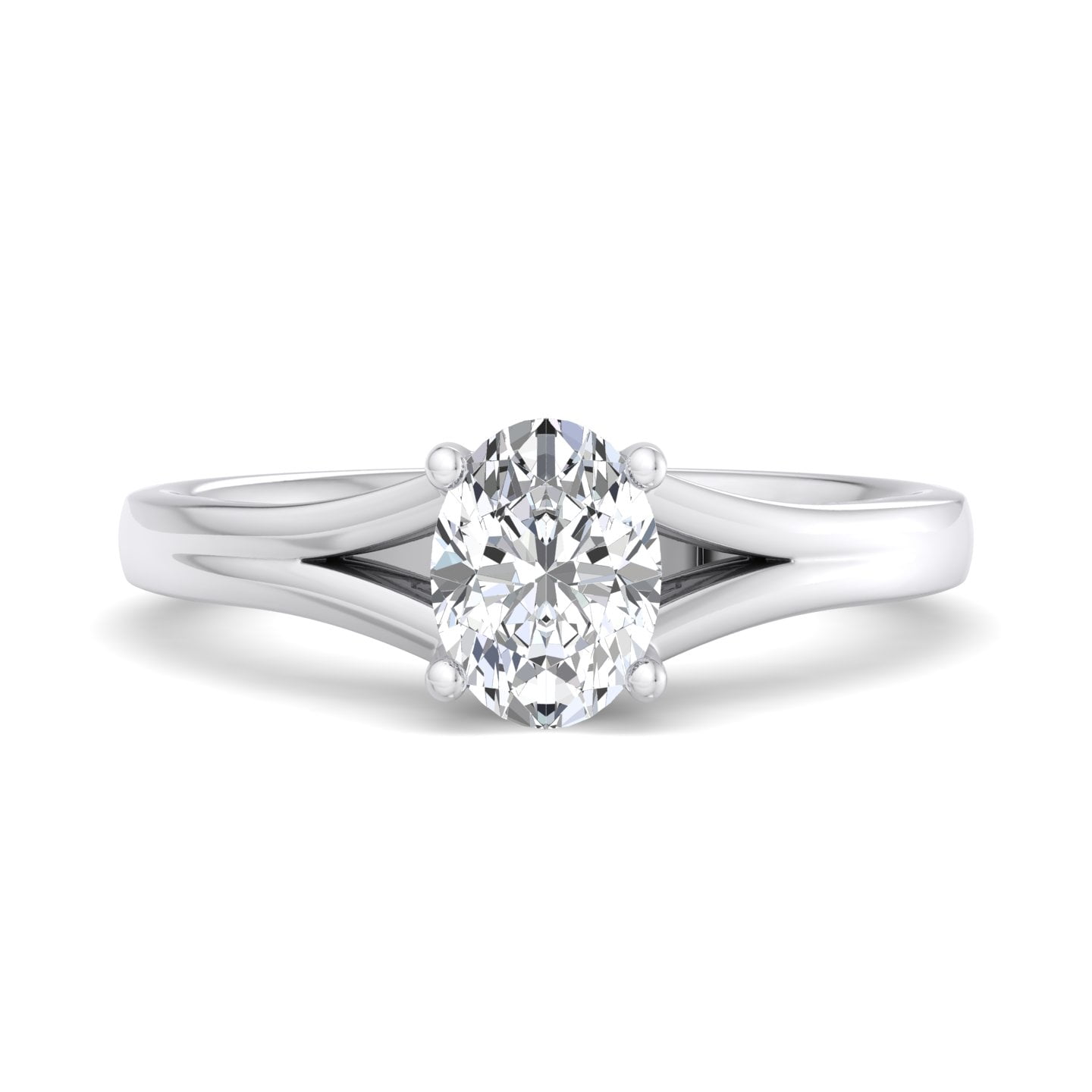 Brig Jewel 1.6 Ct Oval Cut Moissanite Split Shank Engagement Ring - 14K ...