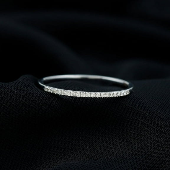 Brig Jewel 1.6 Ct Round Cut Diamond Wedding Band - 14K White Gold Plated Engagement Anniversary Ring - Women's Special Occasion Jewelry - Dainty Diamond Half Eternity Bands for Her
