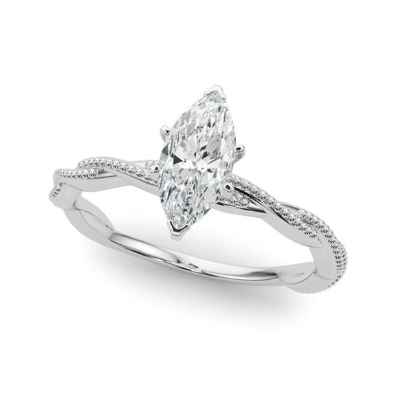 Brig Jewel 1.7 Ct Marquise Cut Moissanite Engagement Ring - 14K White Gold Plated Wedding Ring for Women - 50 Year Anniversary Gifts for Couples - Engraved Wedding Gifts - Mothers Gifts