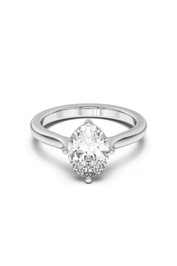 1.7 Ct Oval Cut Moissanite Engagement Ring - 14K White Gold Plated Wedding Ring for Women's - Timeless Solitaire Ring - Anniversary Jewelry for Celebrating Love and Commitment