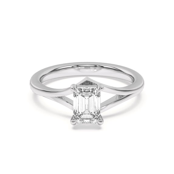 Brig Jewel 1.8 Ct Emerald Cut Moissanite Split Shank Wedding Ring for Women's - Moissanite Engagement Ring - 14K White Gold Plated Moissanite Ring - Classic Engagement Wedding Ring for Her
