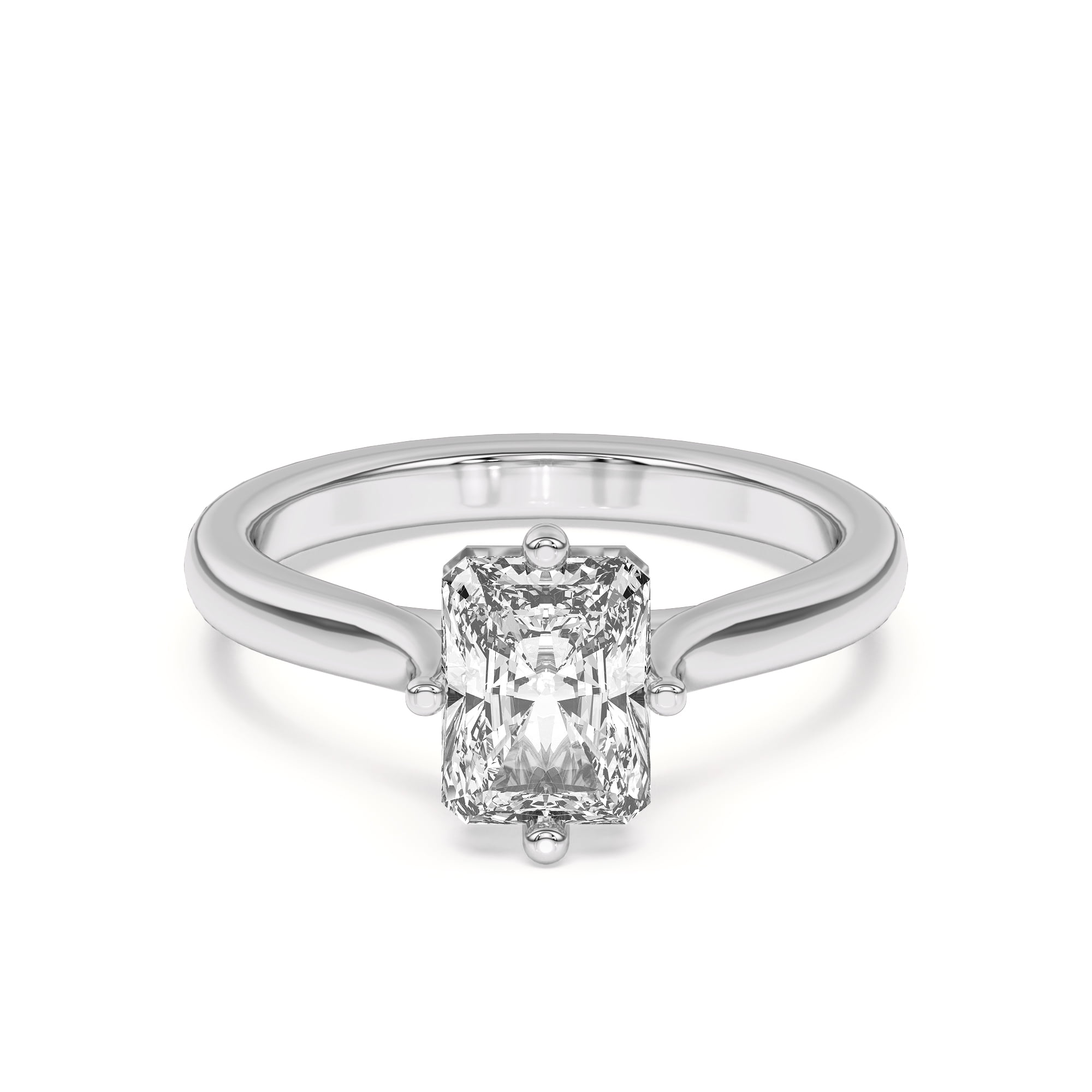 Brig Jewel 1.9 Ct Radiant Cut Moissanite Engagement Ring - 14K White ...