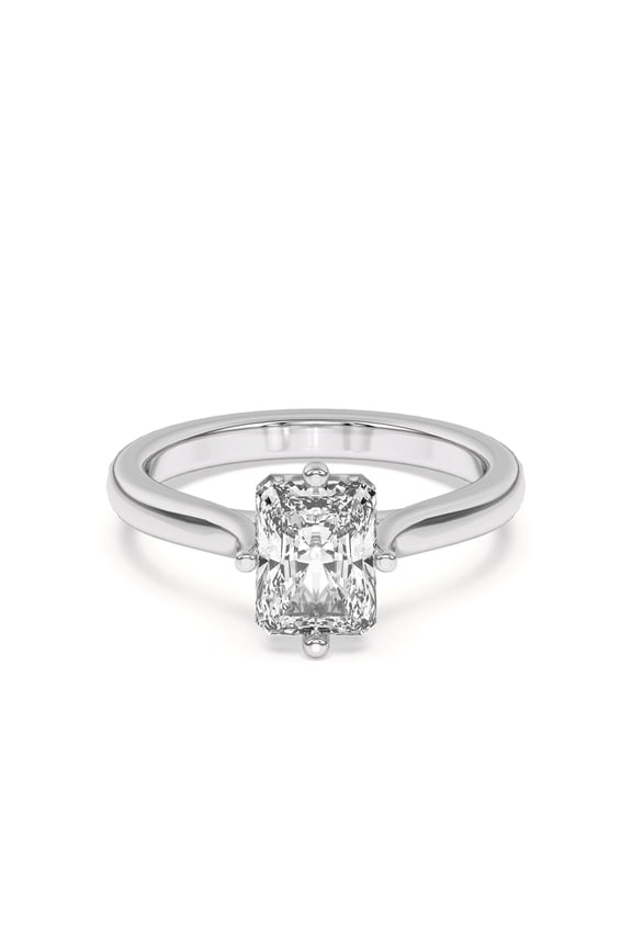 1.9 Ct Radiant Cut Moissanite Engagement Ring - 14K White Gold Plated Wedding Ring for Women - 1 Year Anniversary Rings for Women Moissanite - Promise Rings for Her - Birthday Gift