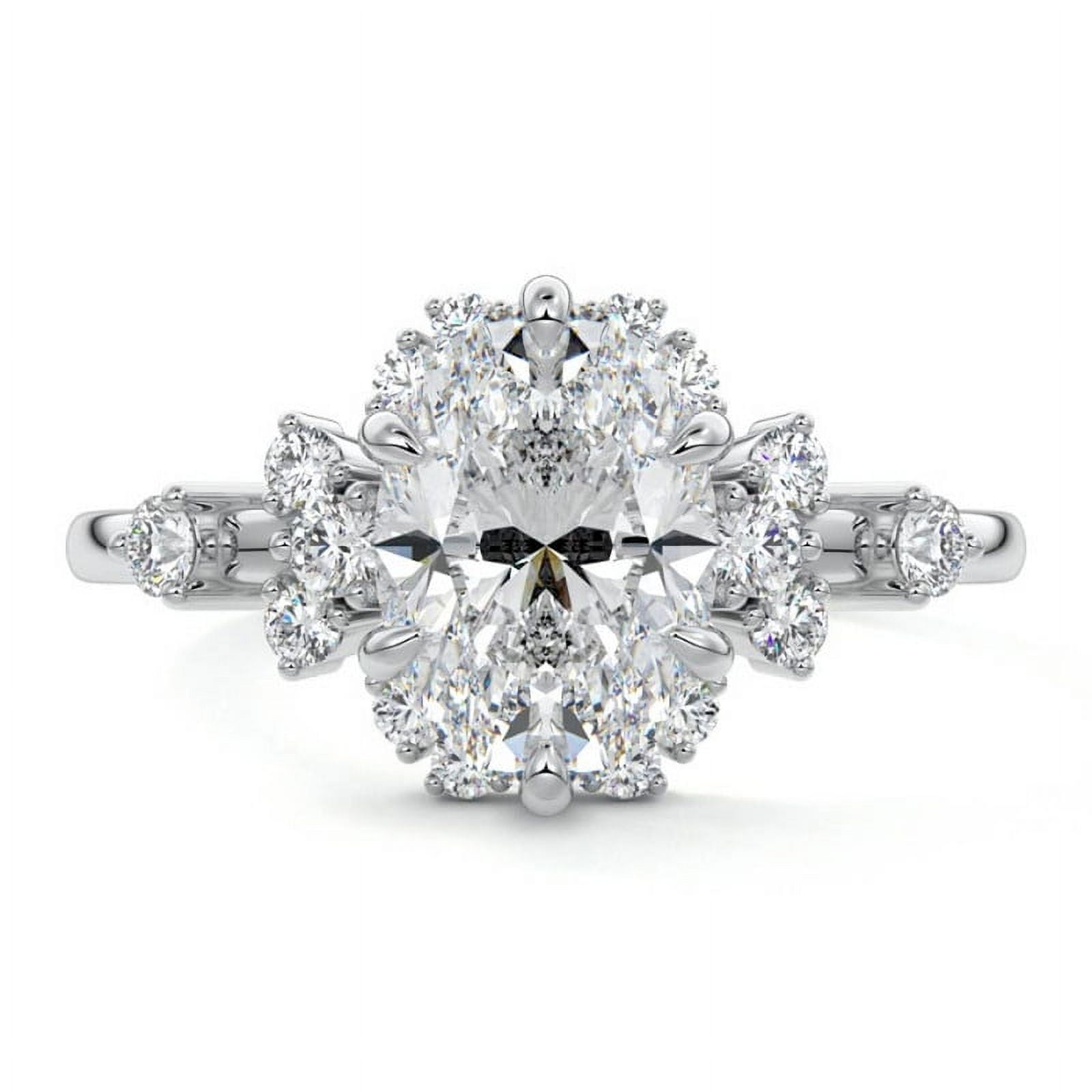 Brig Jewel 14K Silver Ring for Her - Oval Cut 2Ct Excellent White ...